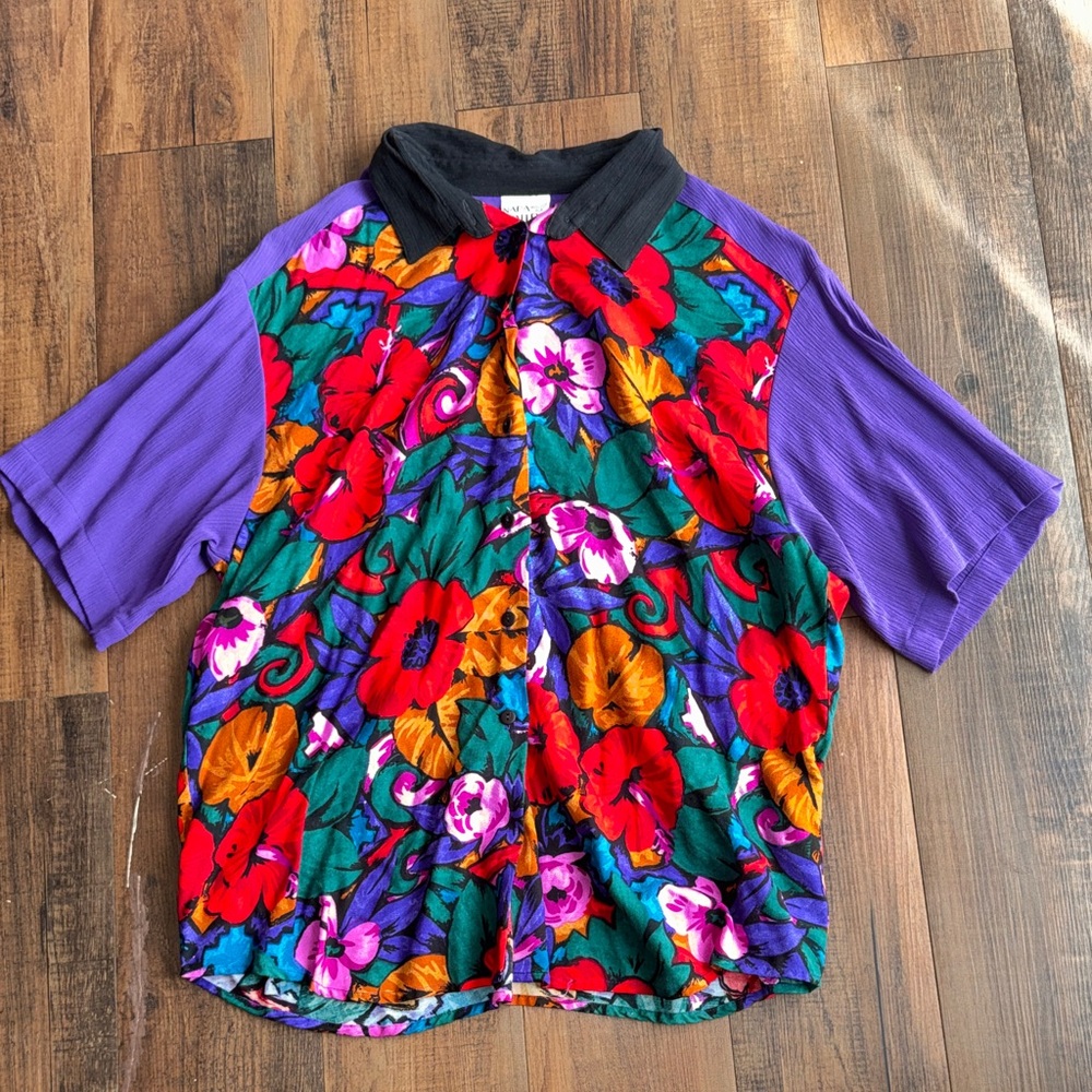 Vintage 1980s–1990s Napa Valley Floral Blouse
